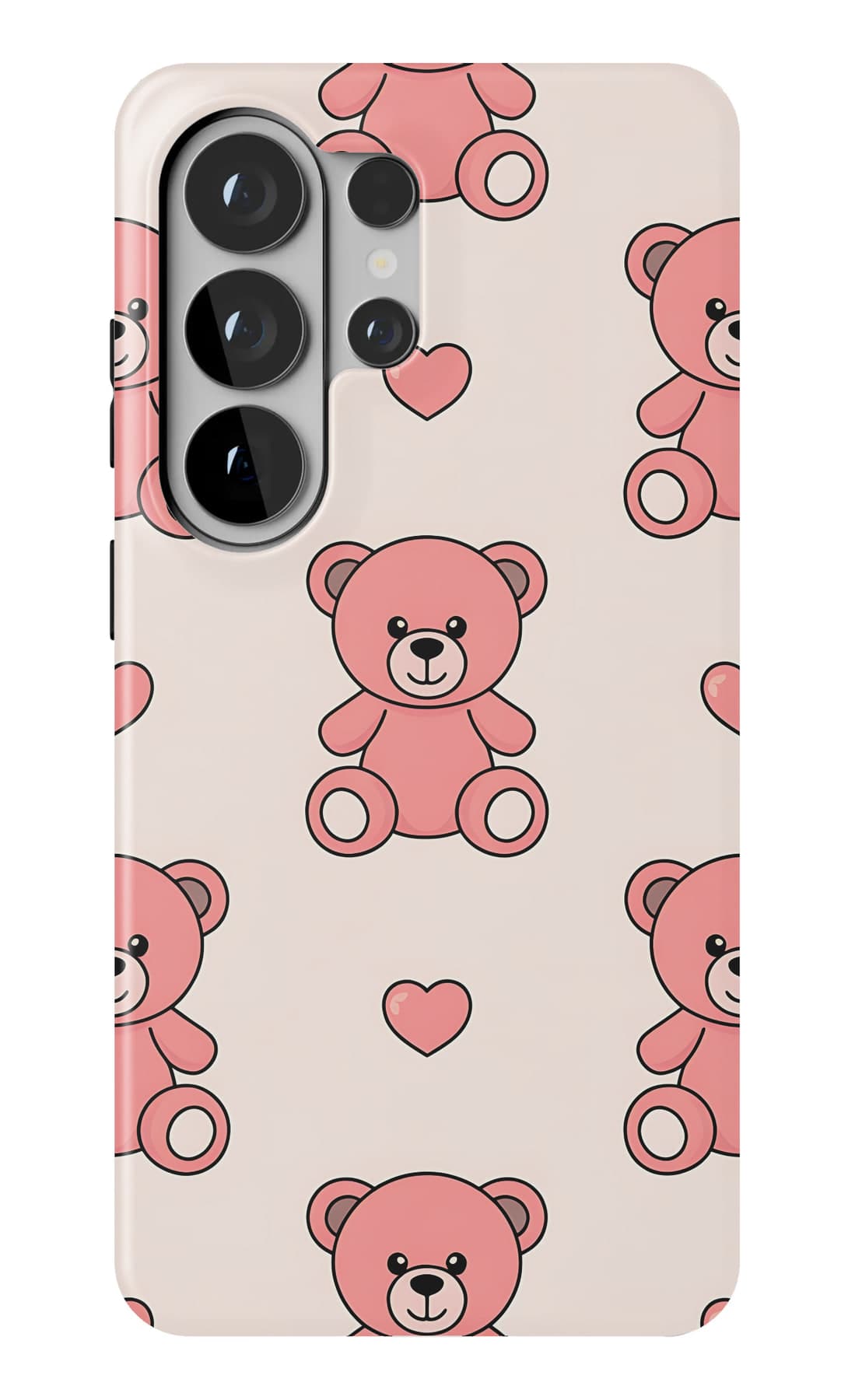 Pink teddies holding balloons on blush. Shown on a Galaxy.