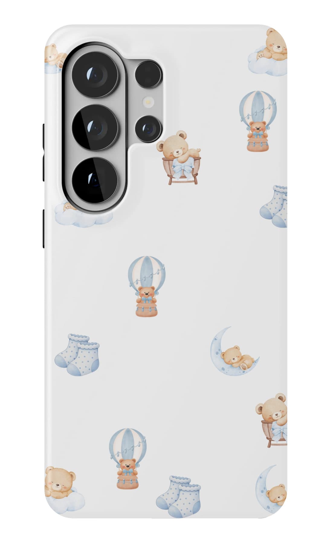 Bears and hot air balloons on white. Shown on a Galaxy.