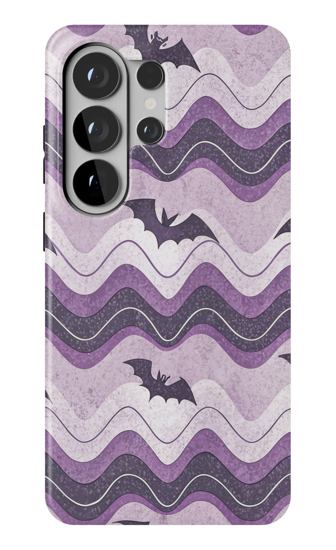 Bats riding purple waves. Shown on a Galaxy.