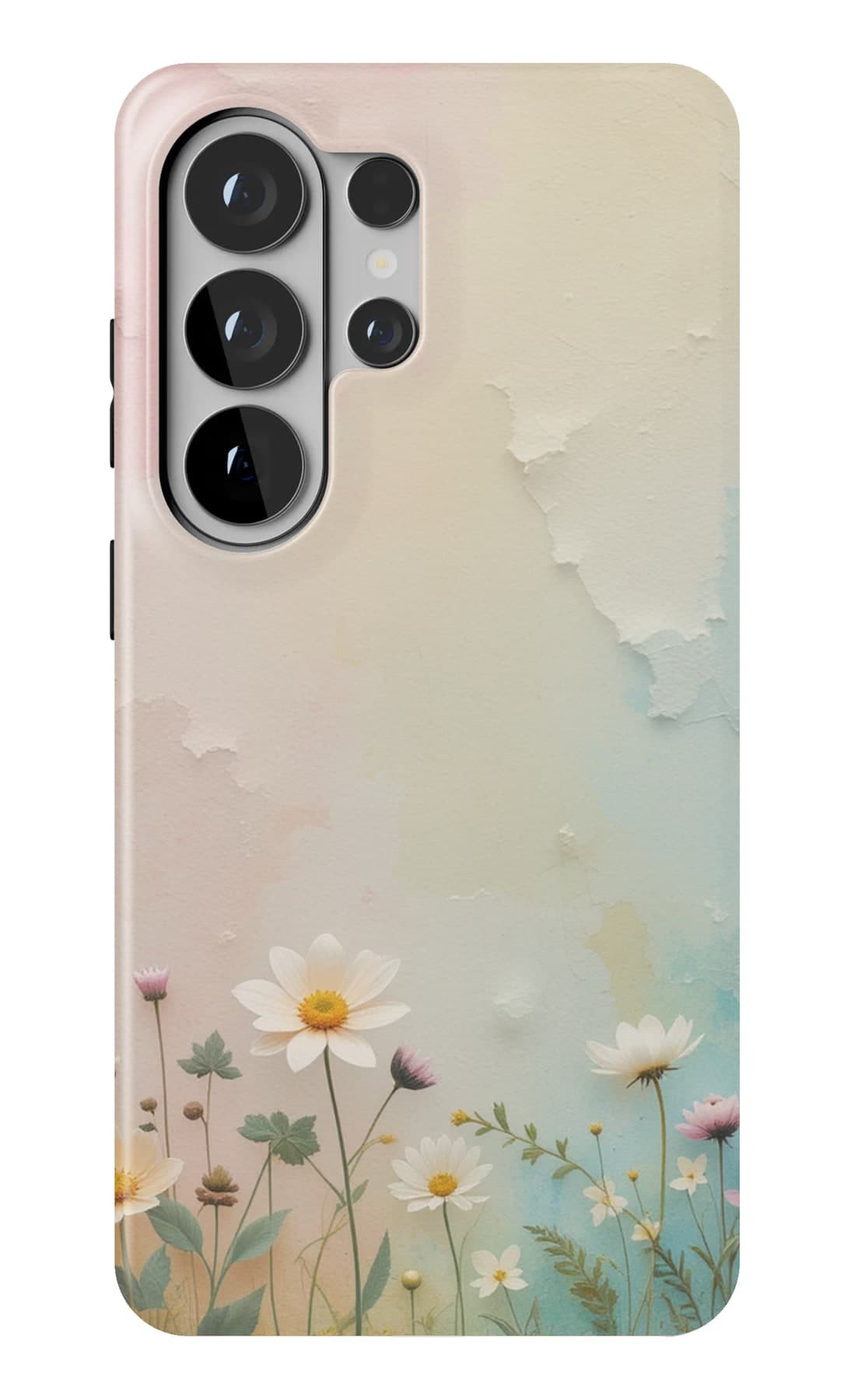 Blossom on a soft plaster wall. Shown on a Galaxy.