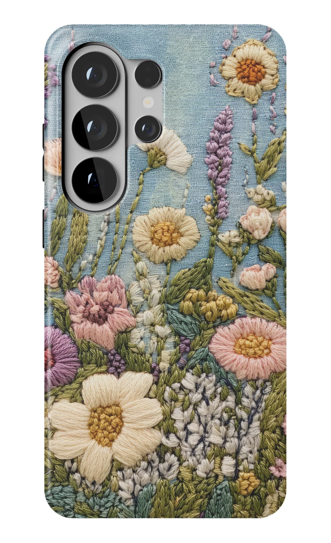 Bluebells and cornflowers in close stitch. Shown on a Galaxy.