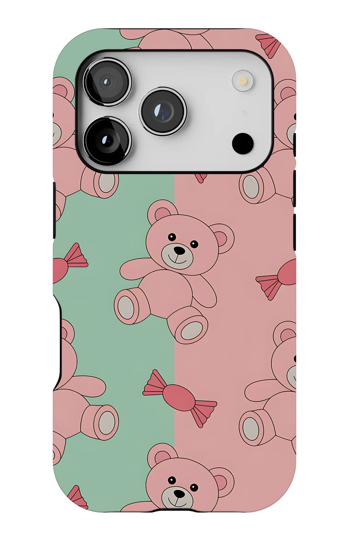 Teddies and stars on blush. Shown on an iPhone.