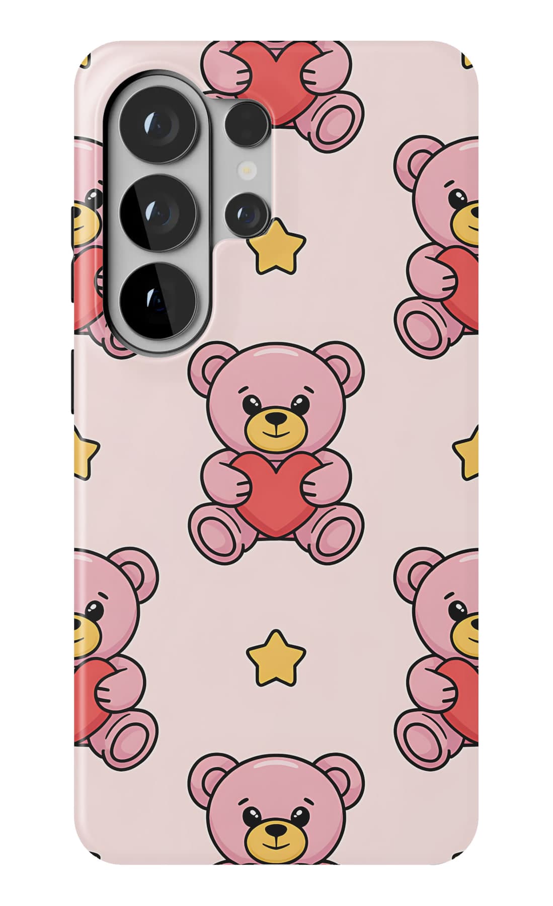 Teddies in bonnets on cream. Shown on a Galaxy.