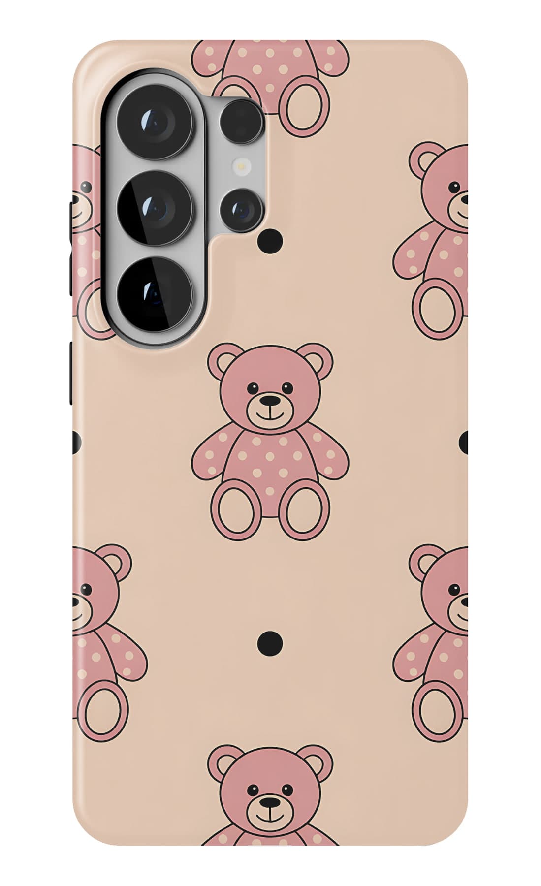 Teddies in bows on cream. Shown on a Galaxy.