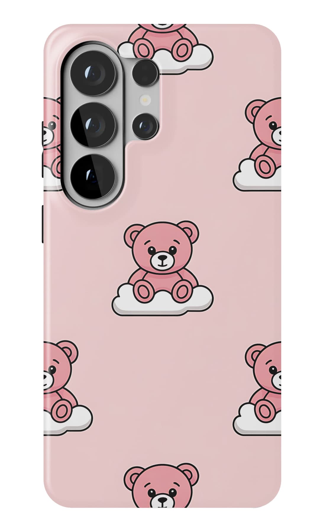 Teddies in bows on pink and mint. Shown on a Galaxy.