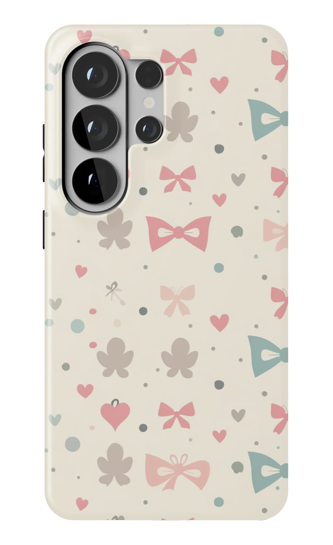 Small bows and stars on cream. Shown on a Galaxy.
