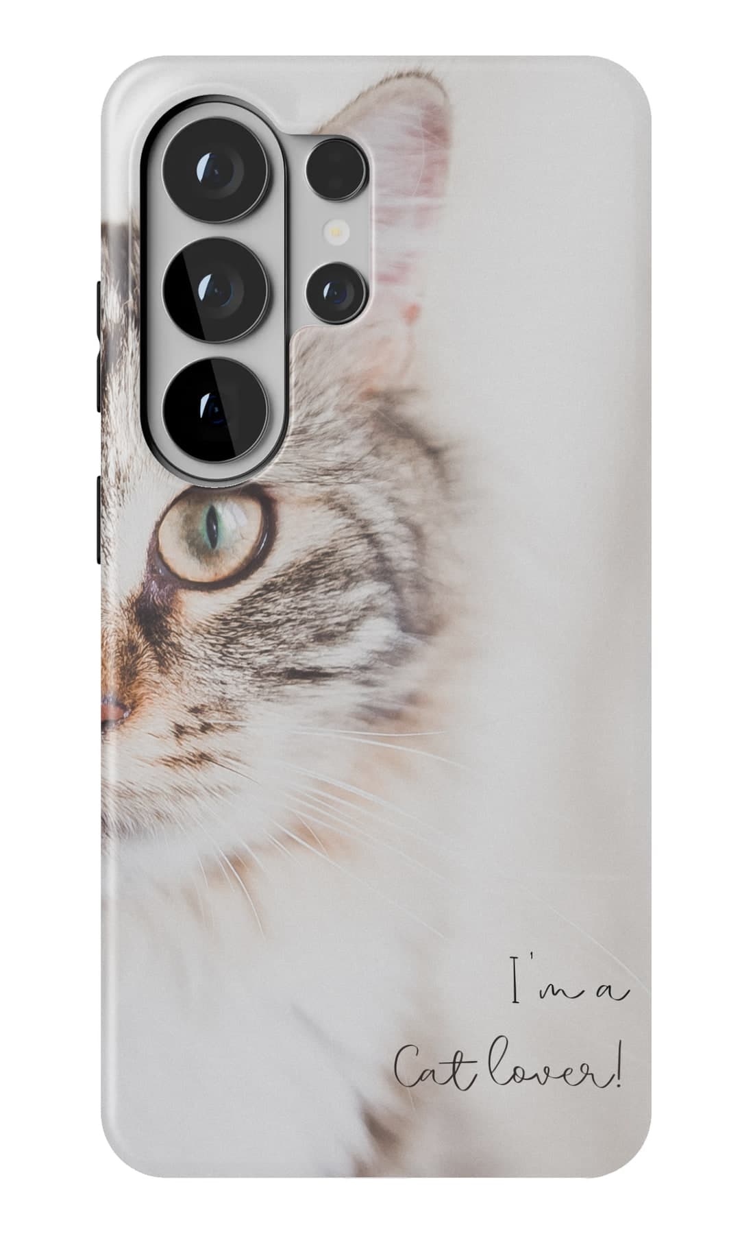 A long-haired cat, and no doubt whose side you are on. Shown on a Galaxy.
