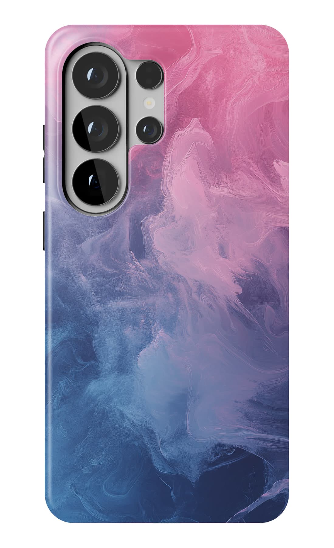 Pink and blue ink drifting like weather. Shown on a Galaxy.