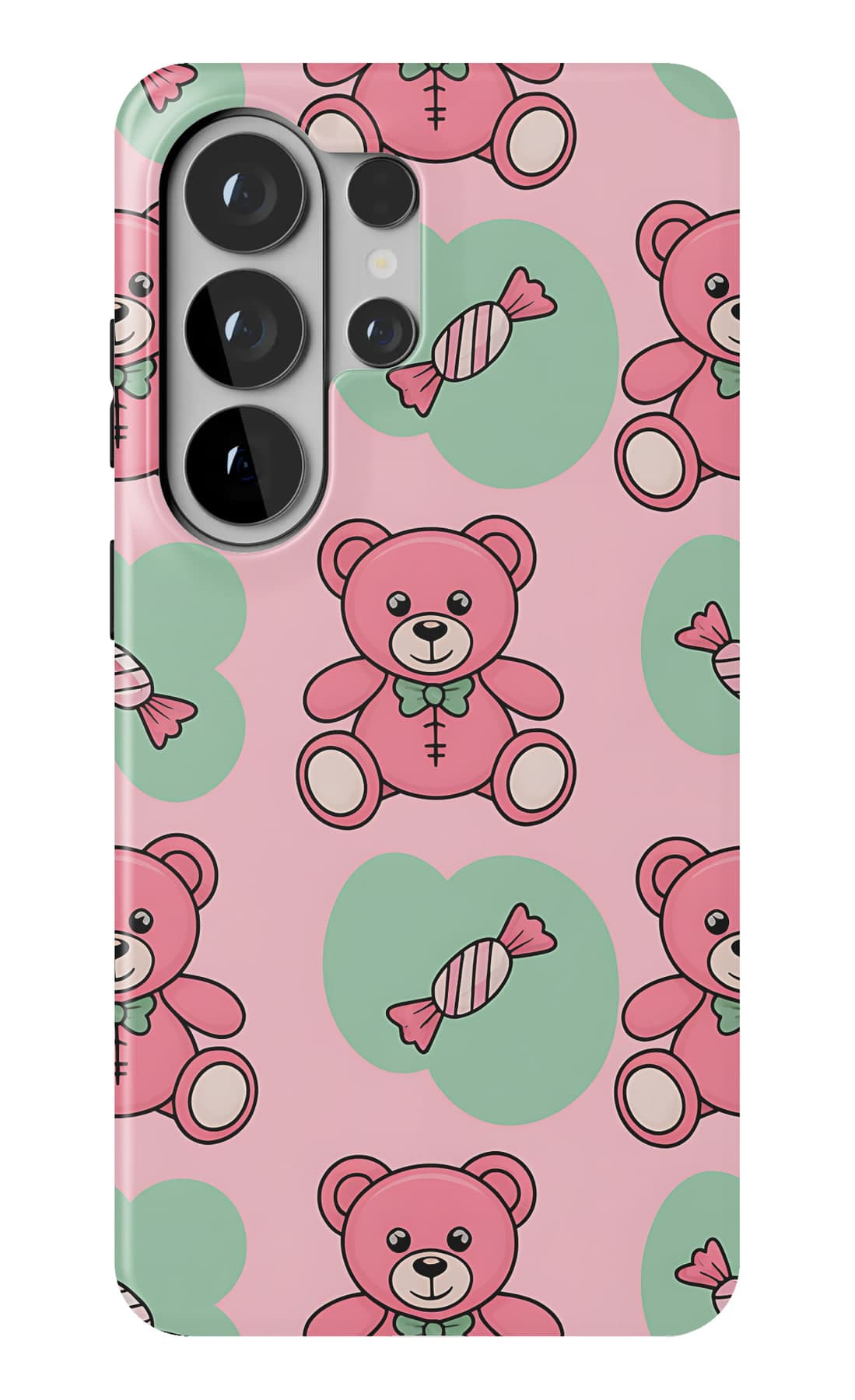 Teddies and small stars on cream. Shown on a Galaxy.