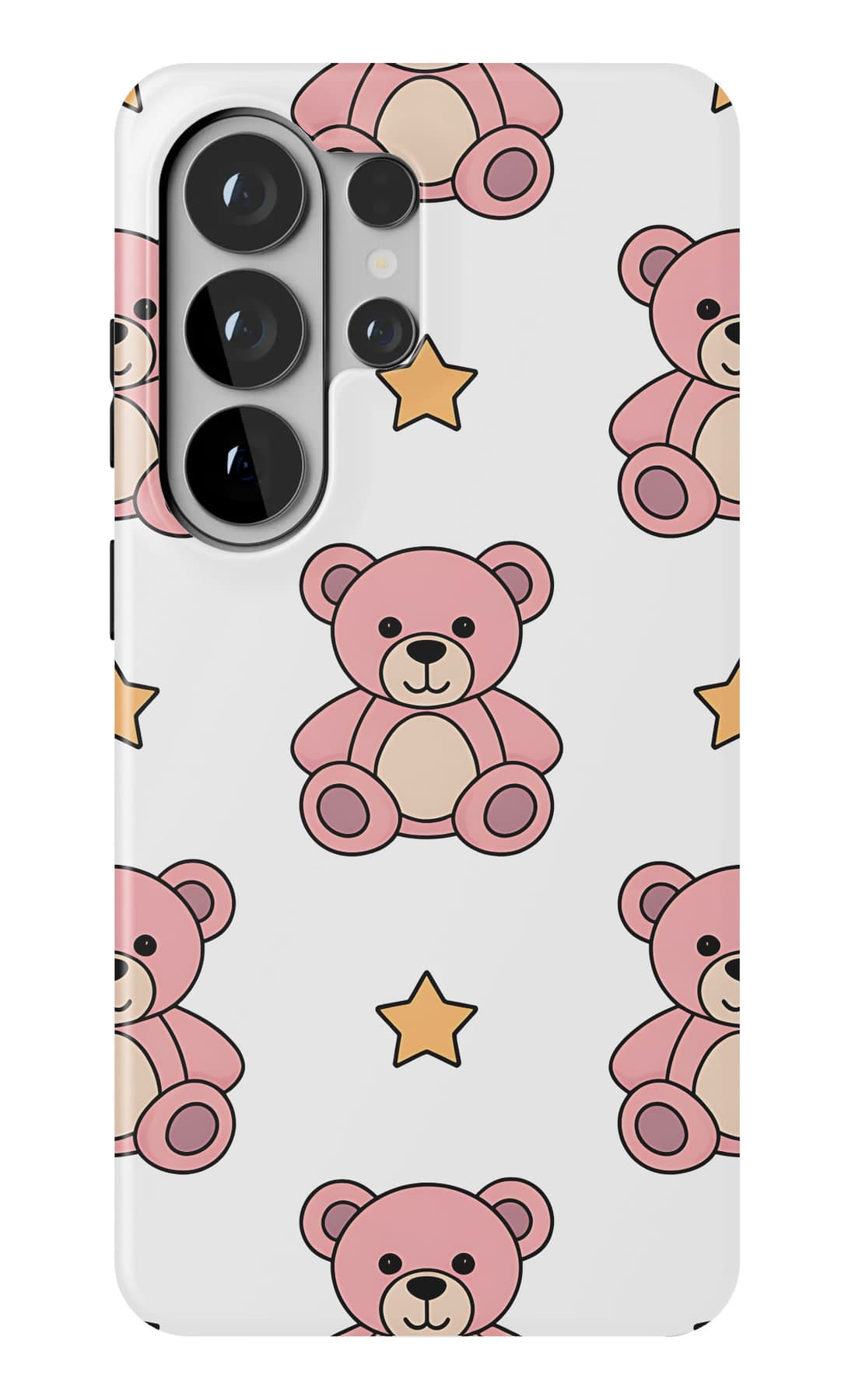 Teddies and cupcakes on pink. Shown on a Galaxy.