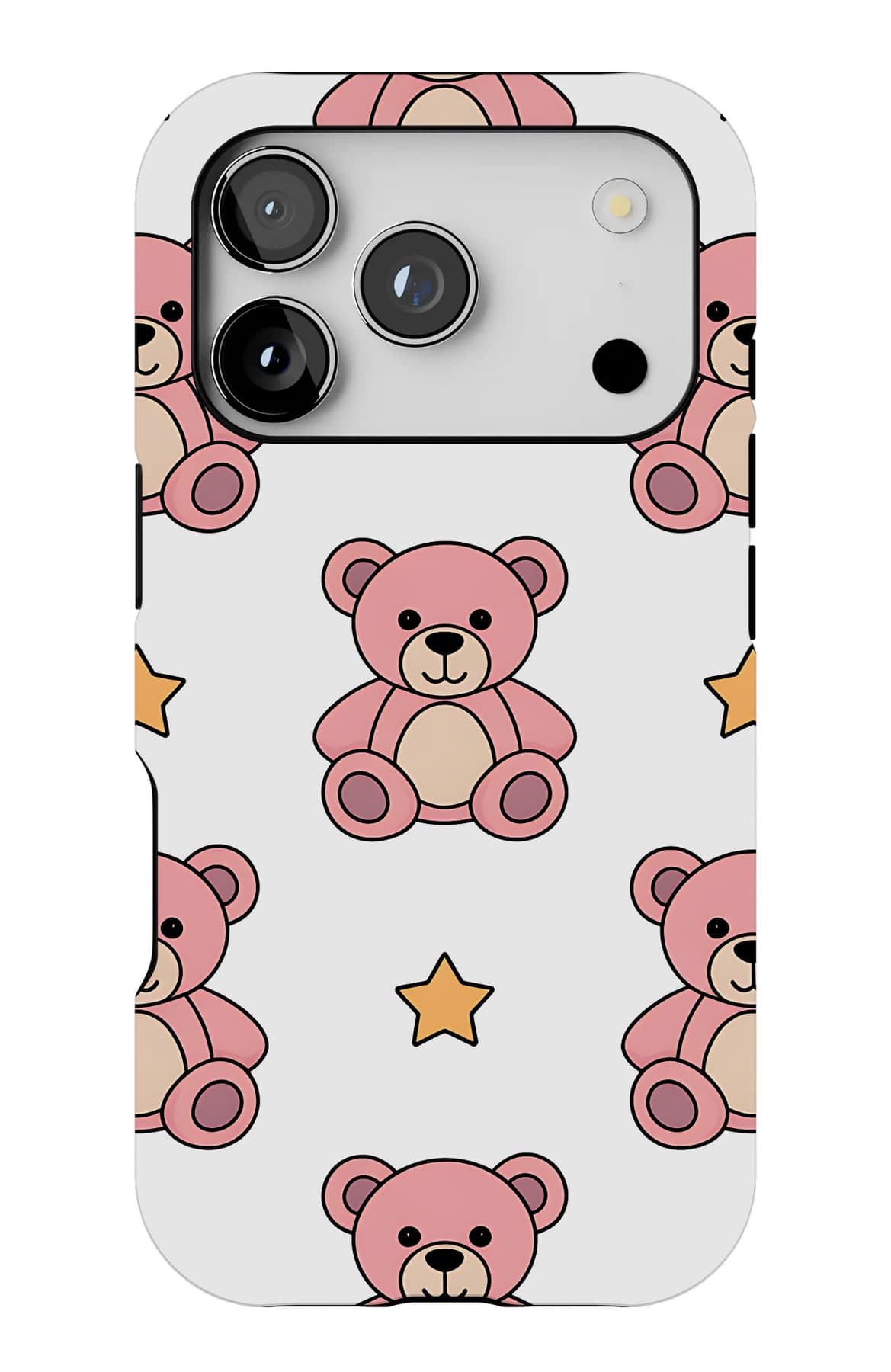 Teddies and cupcakes on pink. Shown on an iPhone.