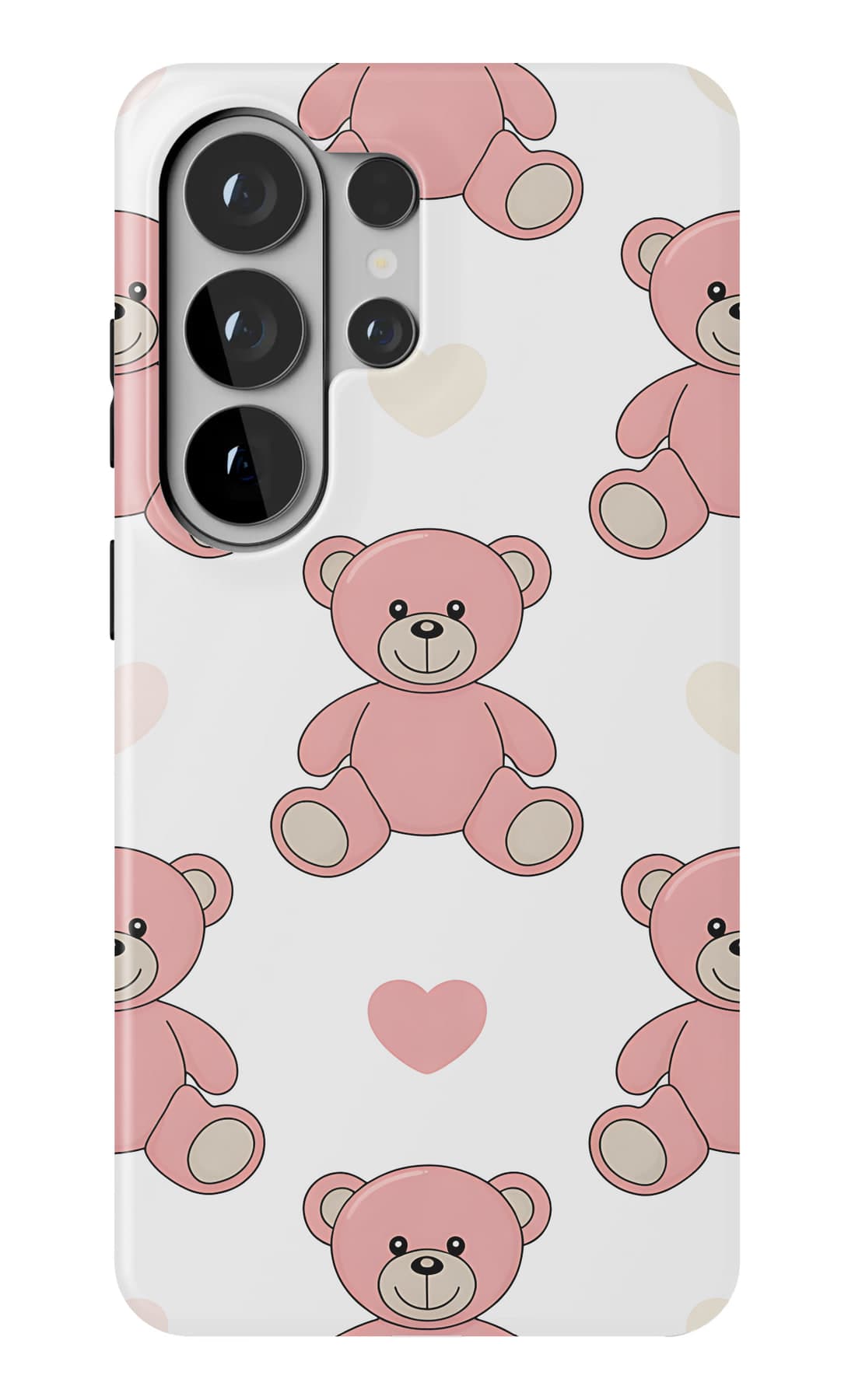 Teddies with flowers on lilac. Shown on a Galaxy.