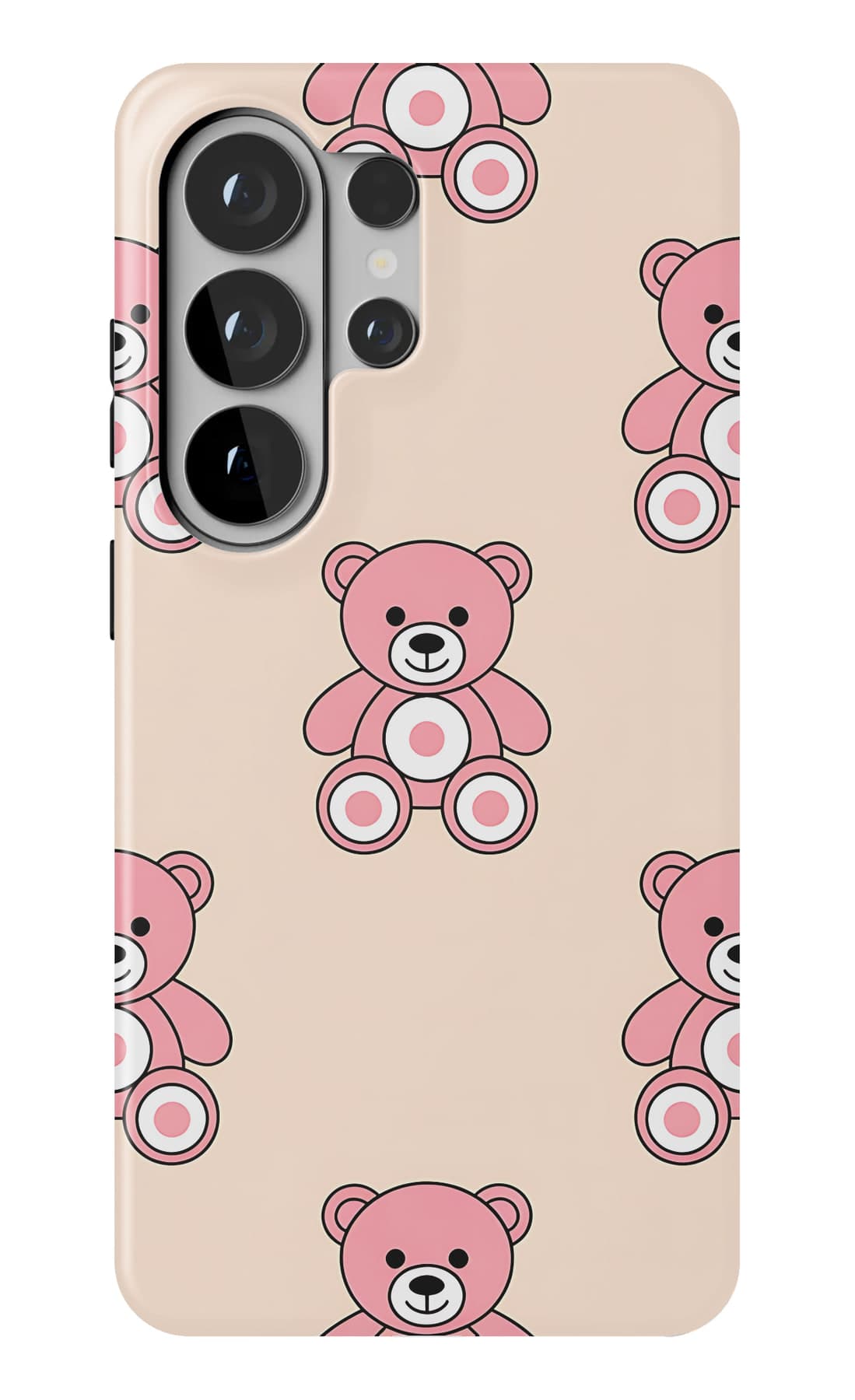 Teddies holding flowers, on peach. Shown on a Galaxy.