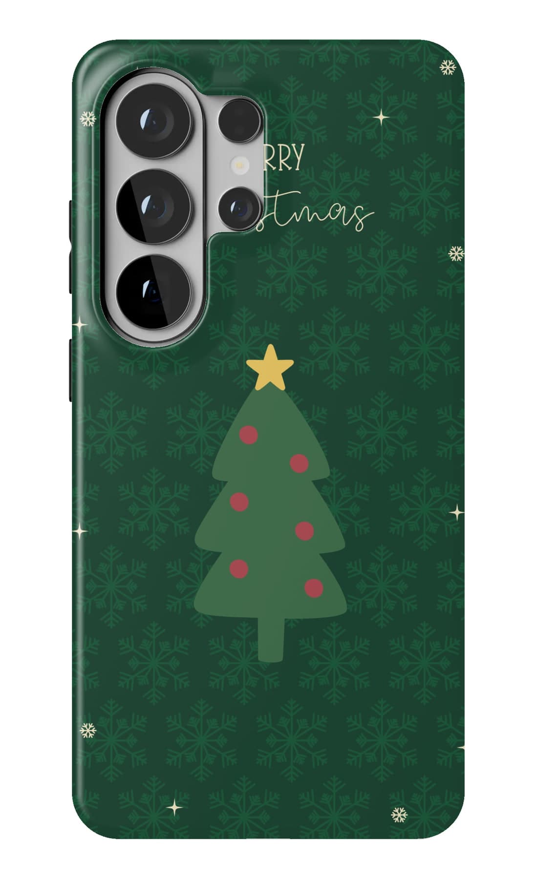 One small fir on deep forest green. Shown on a Galaxy.