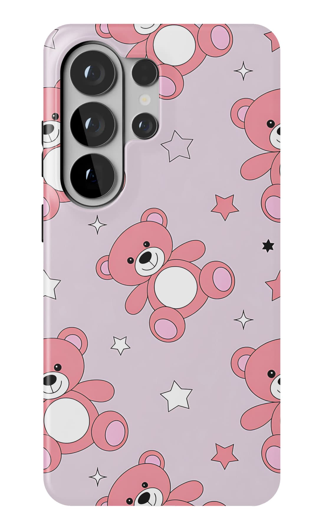 Teddies and garden flowers on purple. Shown on a Galaxy.
