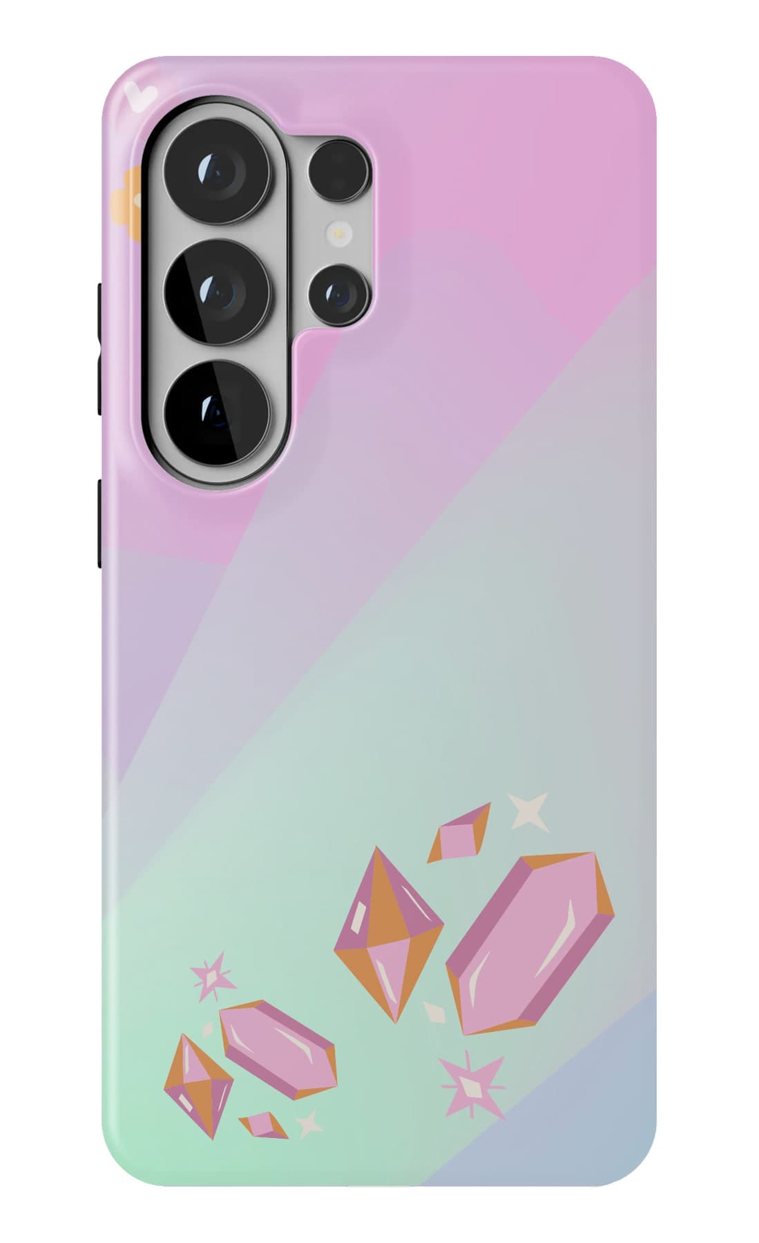 Gems scattered across a soft gradient. Shown on a Galaxy.