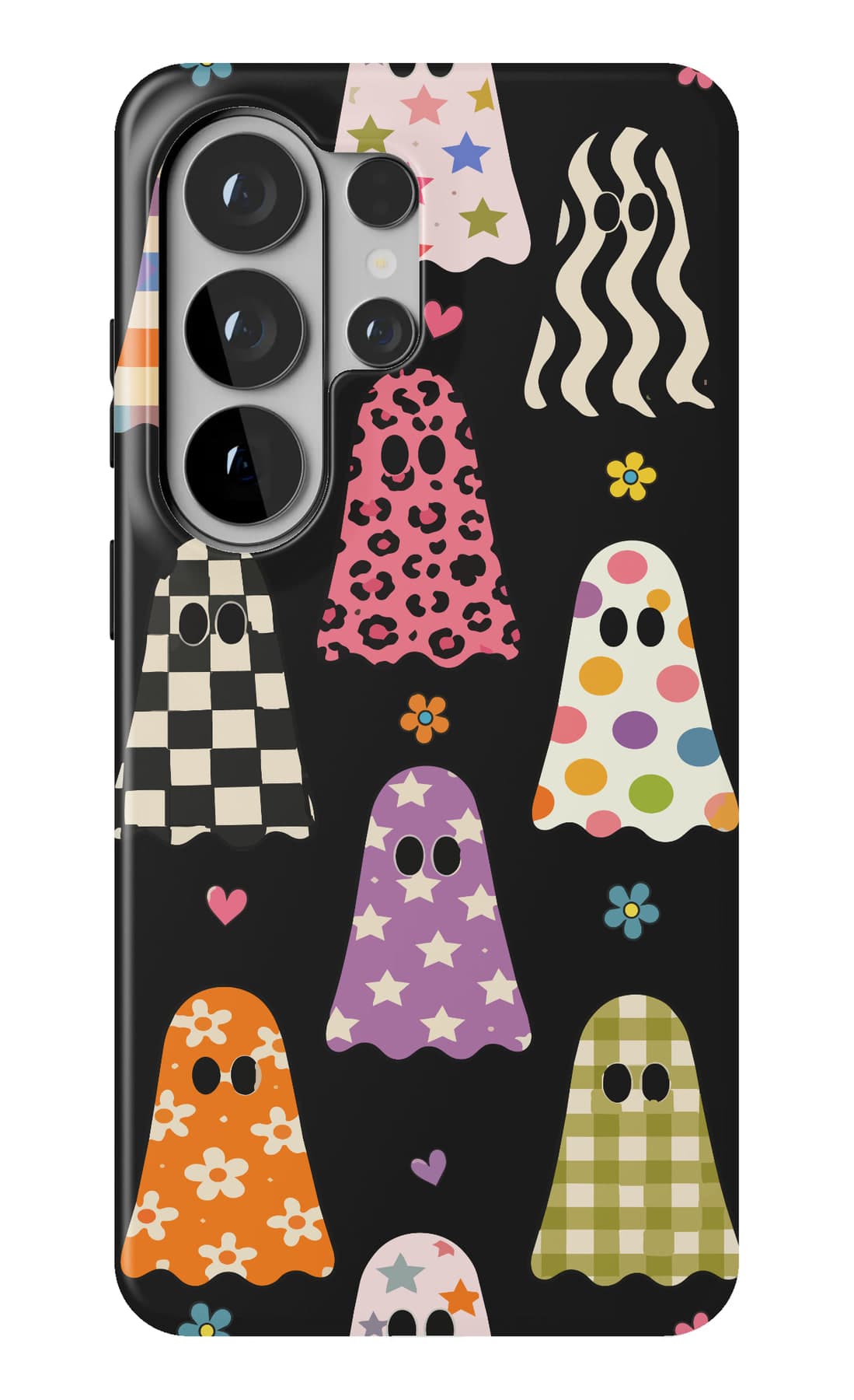 Brightly patterned ghosts on black. Shown on a Galaxy.