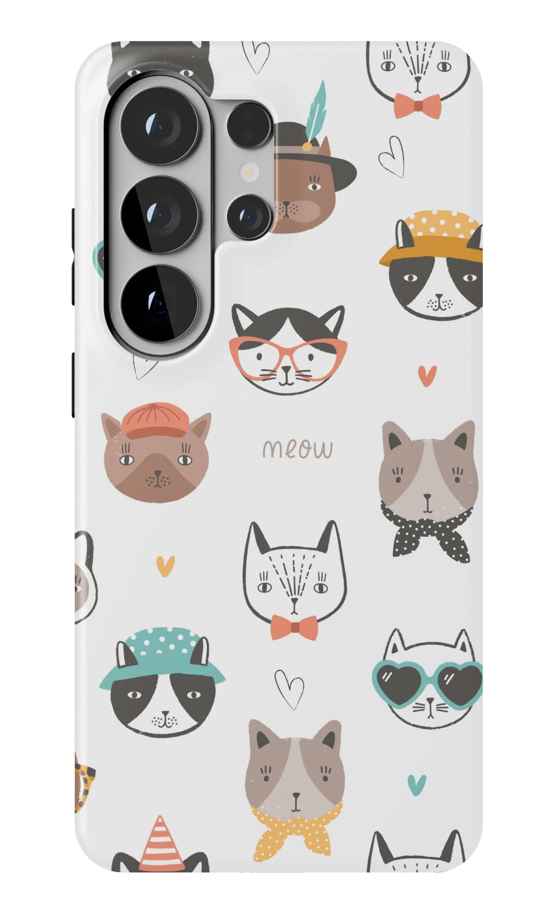 Cats in hats, scarves and sunglasses. Shown on a Galaxy.