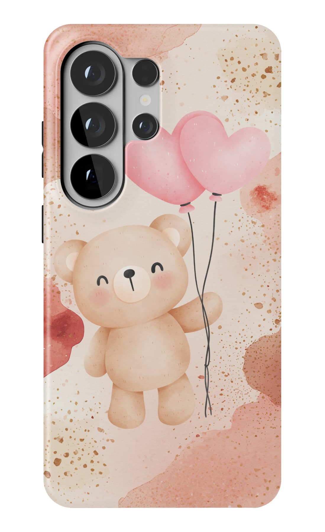 A bear and two heart balloons. Shown on a Galaxy.