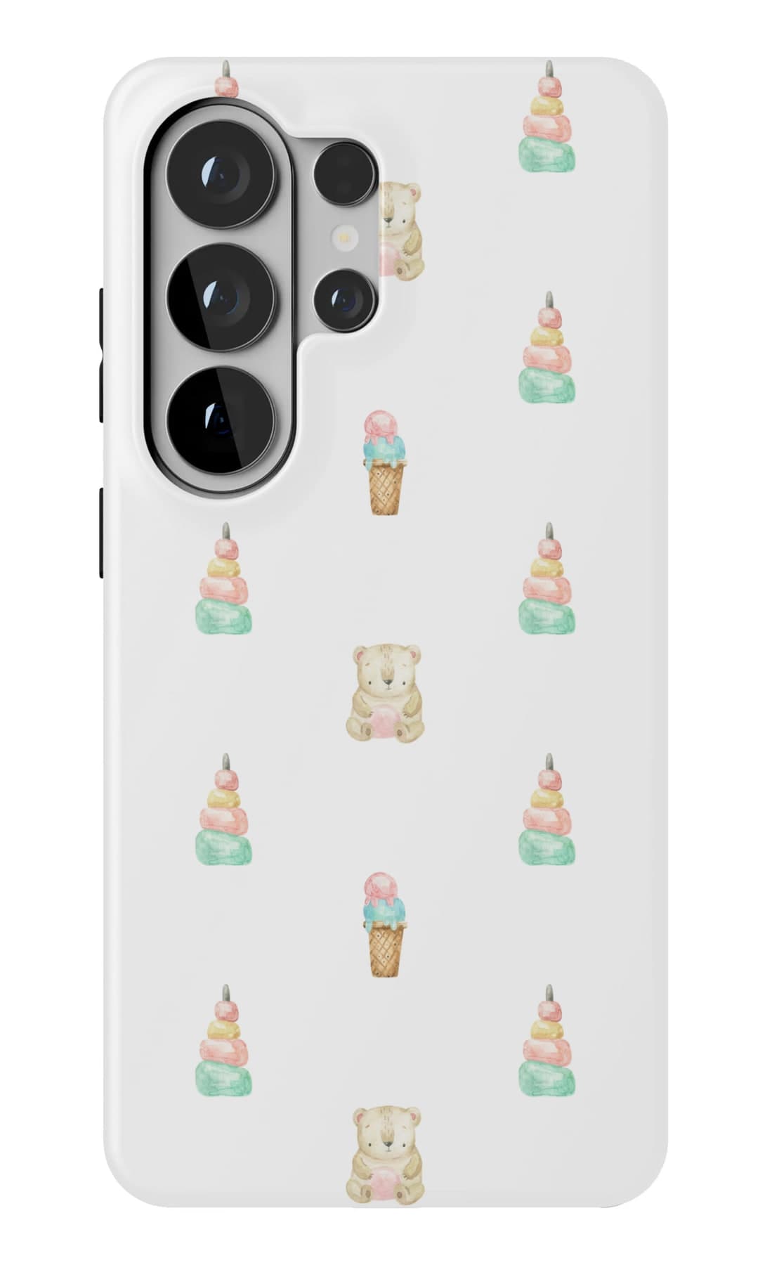 Bears with ice creams on white. Shown on a Galaxy.