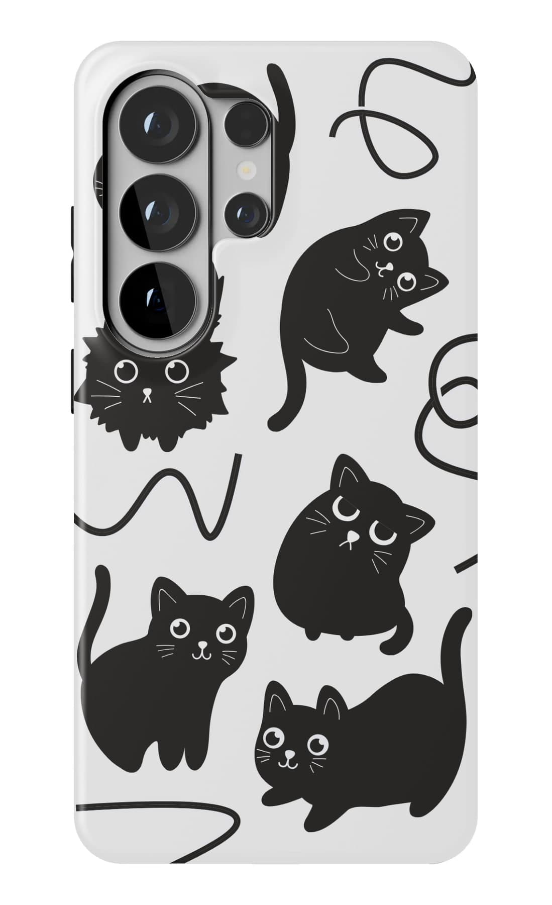 Black cats sketched in loose ink. Shown on a Galaxy.