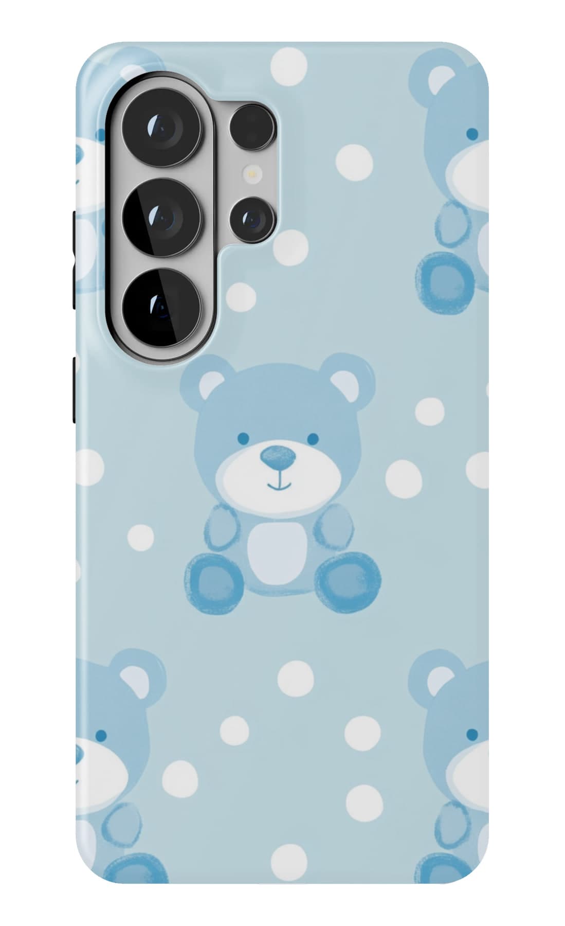 Small blue teddies on a dotted sky. Shown on a Galaxy.