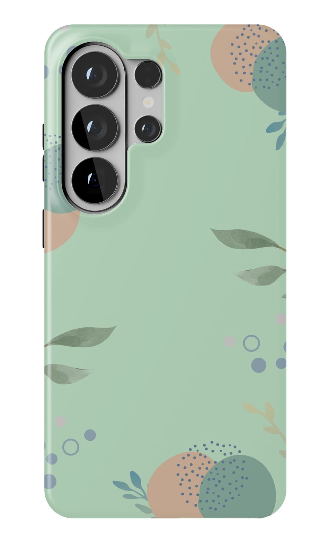 Leaves and soft circles on mint. Shown on a Galaxy.