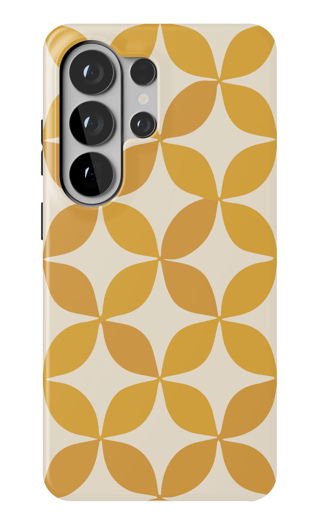 Mustard petal circles on warm cream. Shown on a Galaxy.