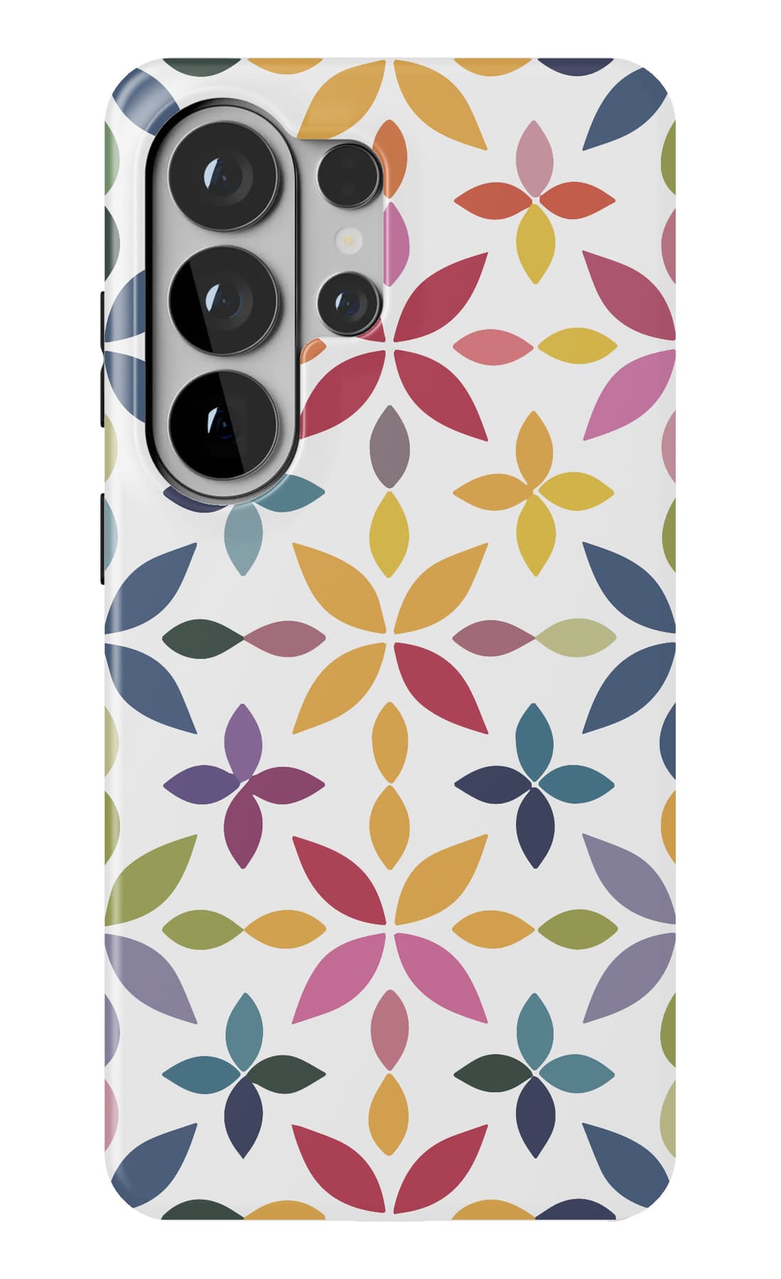 Multicoloured blooms on deep navy. Shown on a Galaxy.