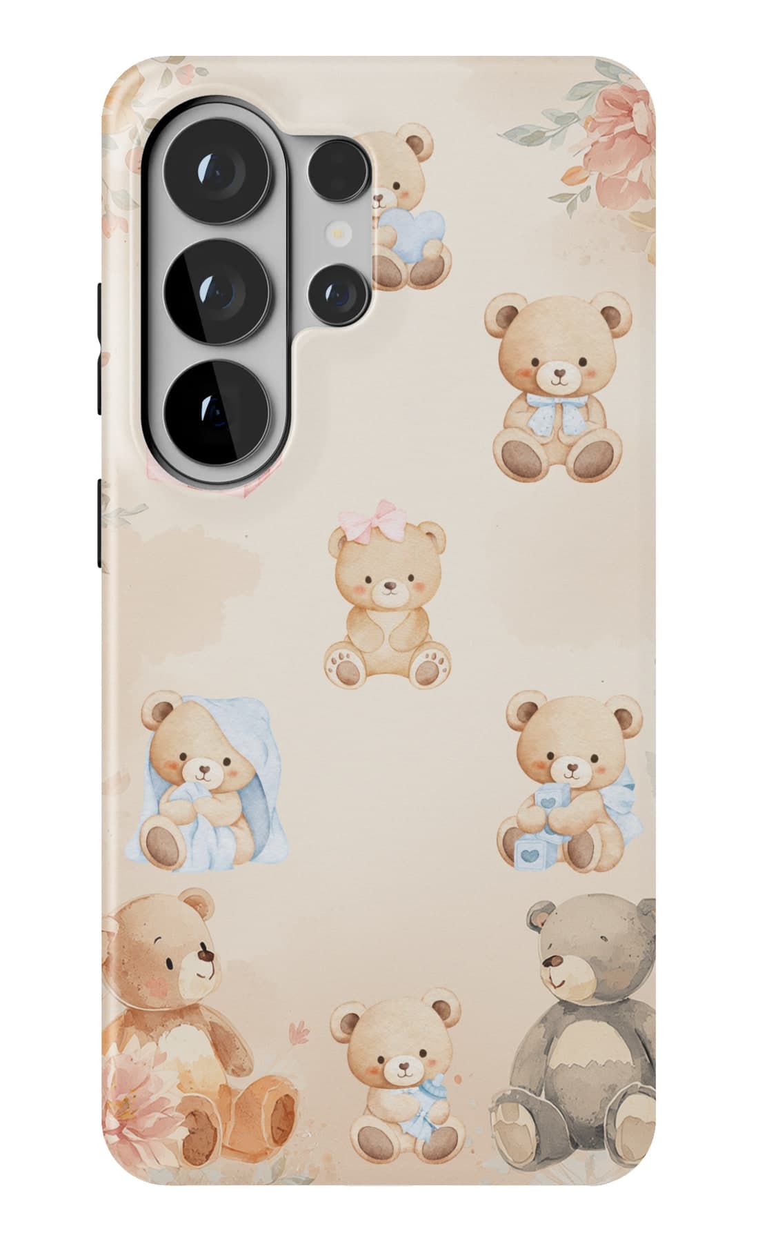 Dressed bears on warm cream. Shown on a Galaxy.
