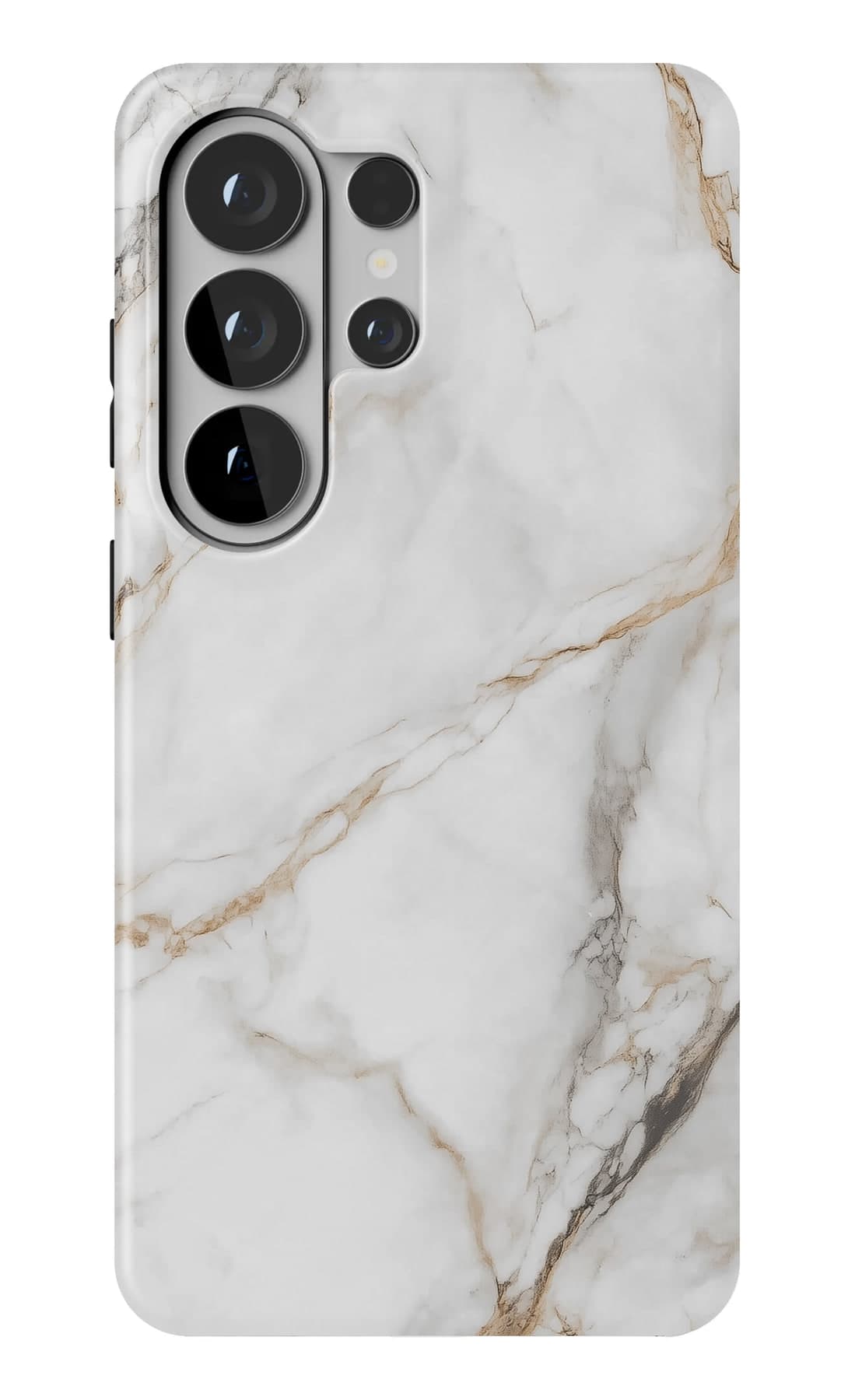 White marble with a thin gold seam. Shown on a Galaxy.