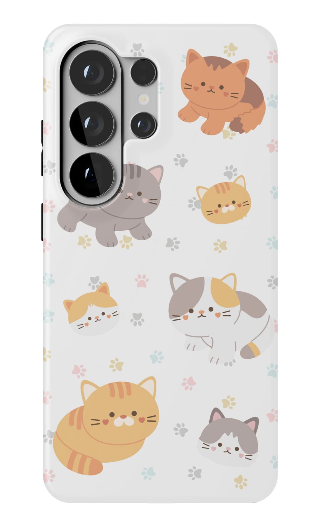 Ginger and grey kittens among pastel confetti. Shown on a Galaxy.