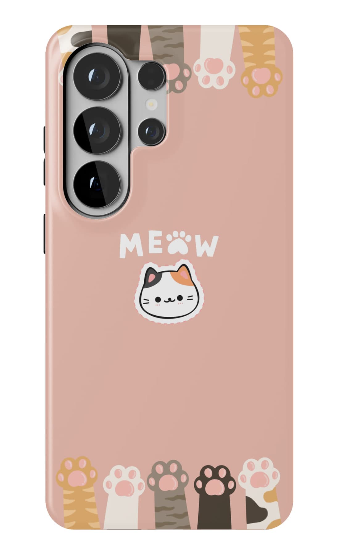 Paws reaching in from the top and the bottom. Shown on a Galaxy.
