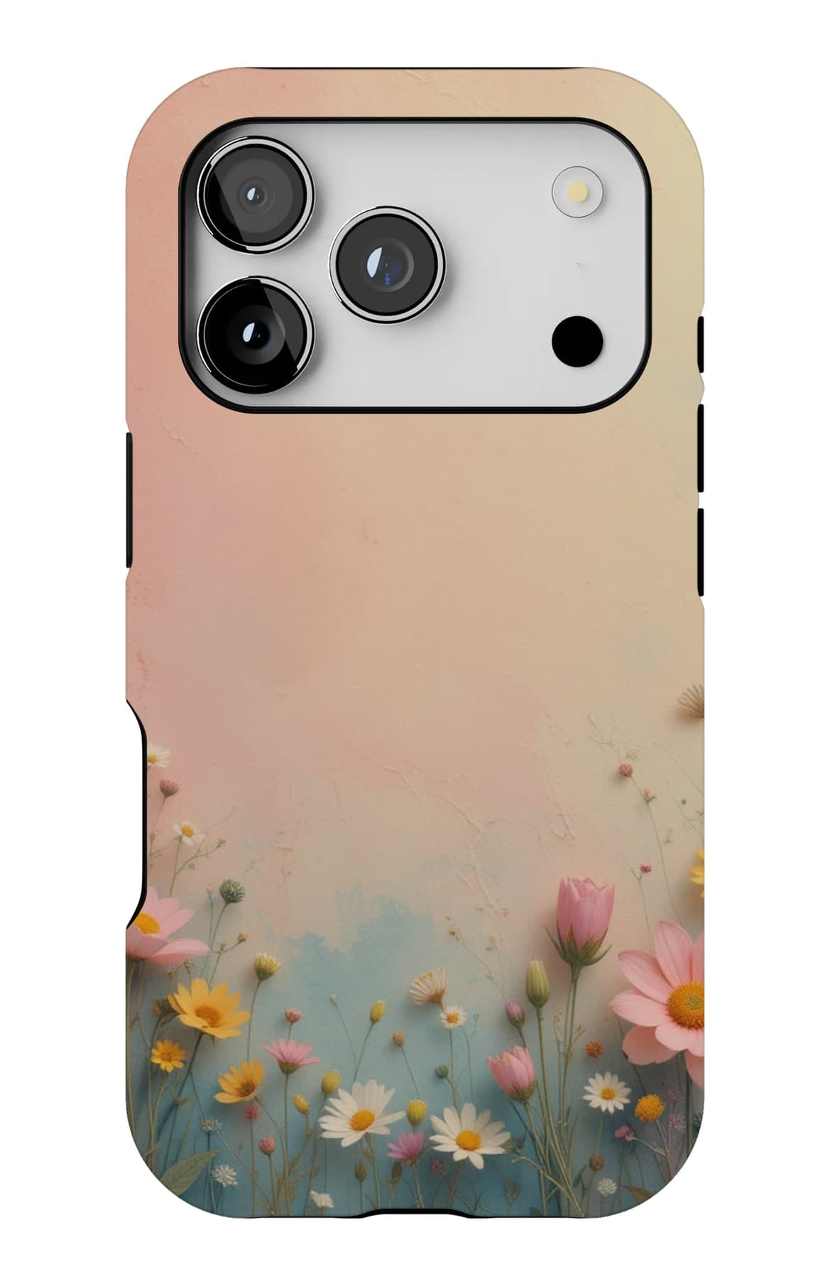A border of peach blooms. Shown on an iPhone.