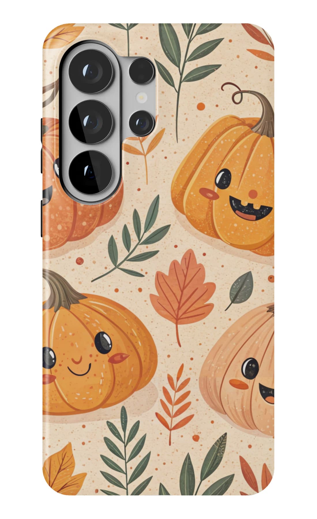 Pumpkins among turning leaves. Shown on a Galaxy.