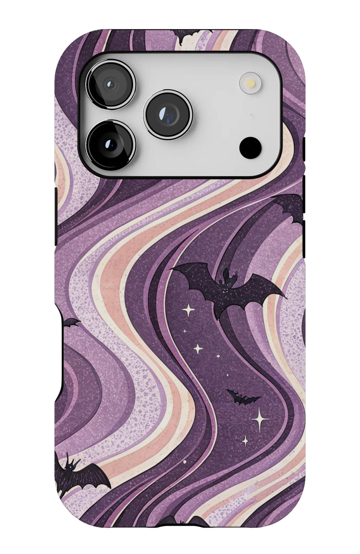 Purple swirling end over end. Shown on an iPhone.