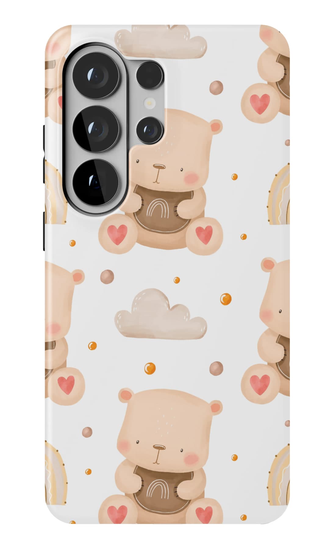 Bears, rainbows and clouds on cream. Shown on a Galaxy.