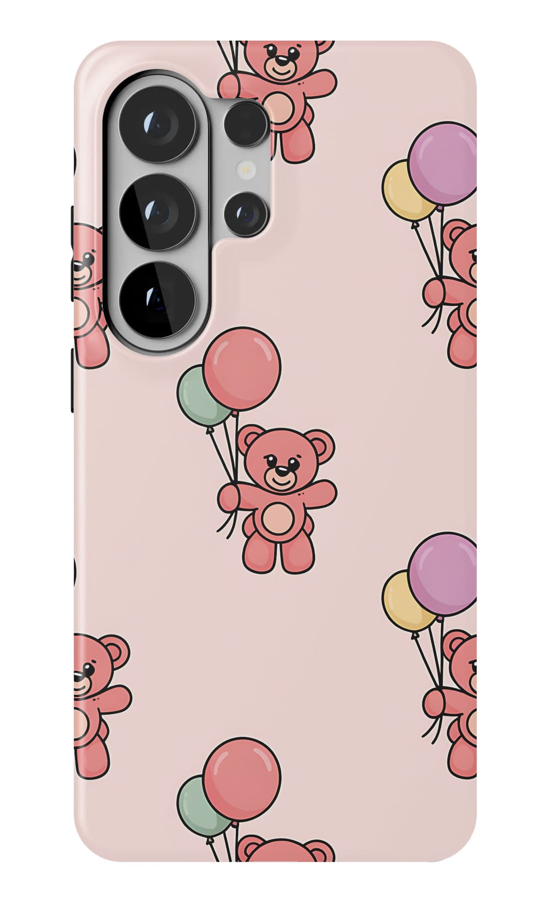 Teddies with hearts on rainbow bands. Shown on a Galaxy.