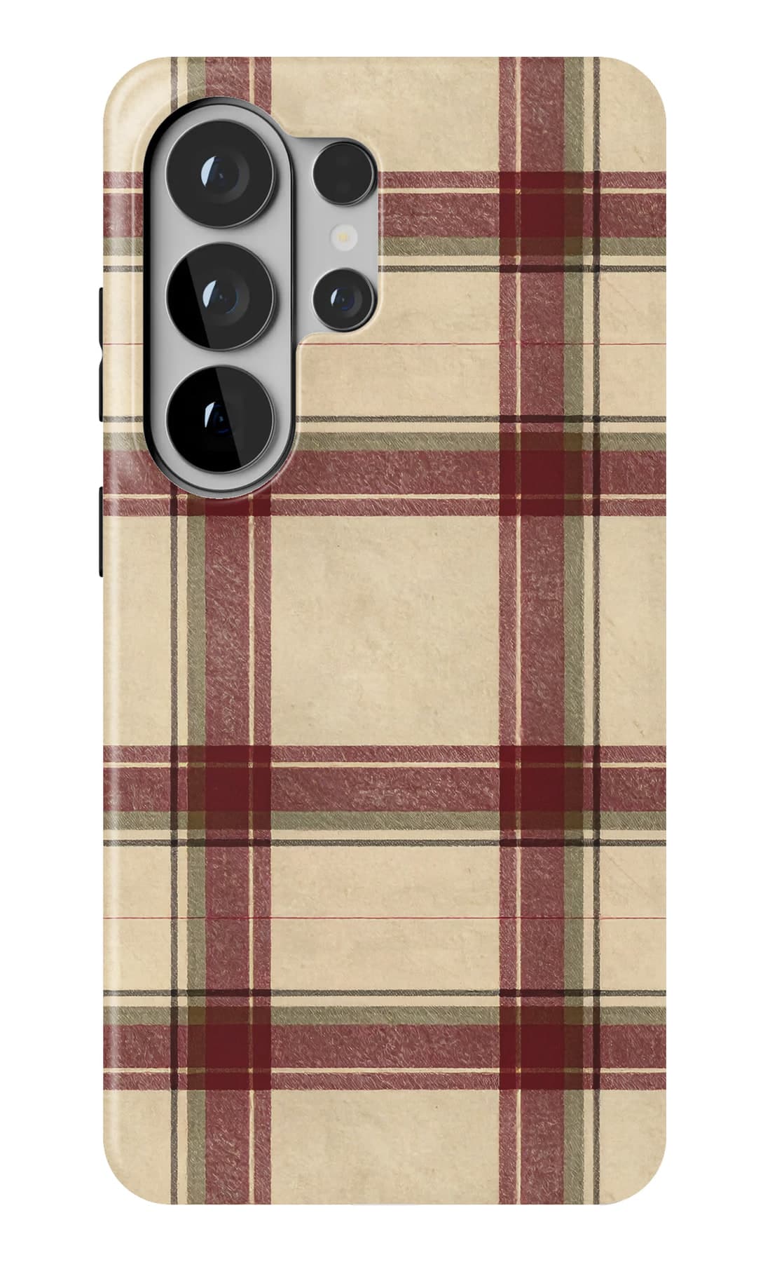 A fine red check on cream. Shown on a Galaxy.