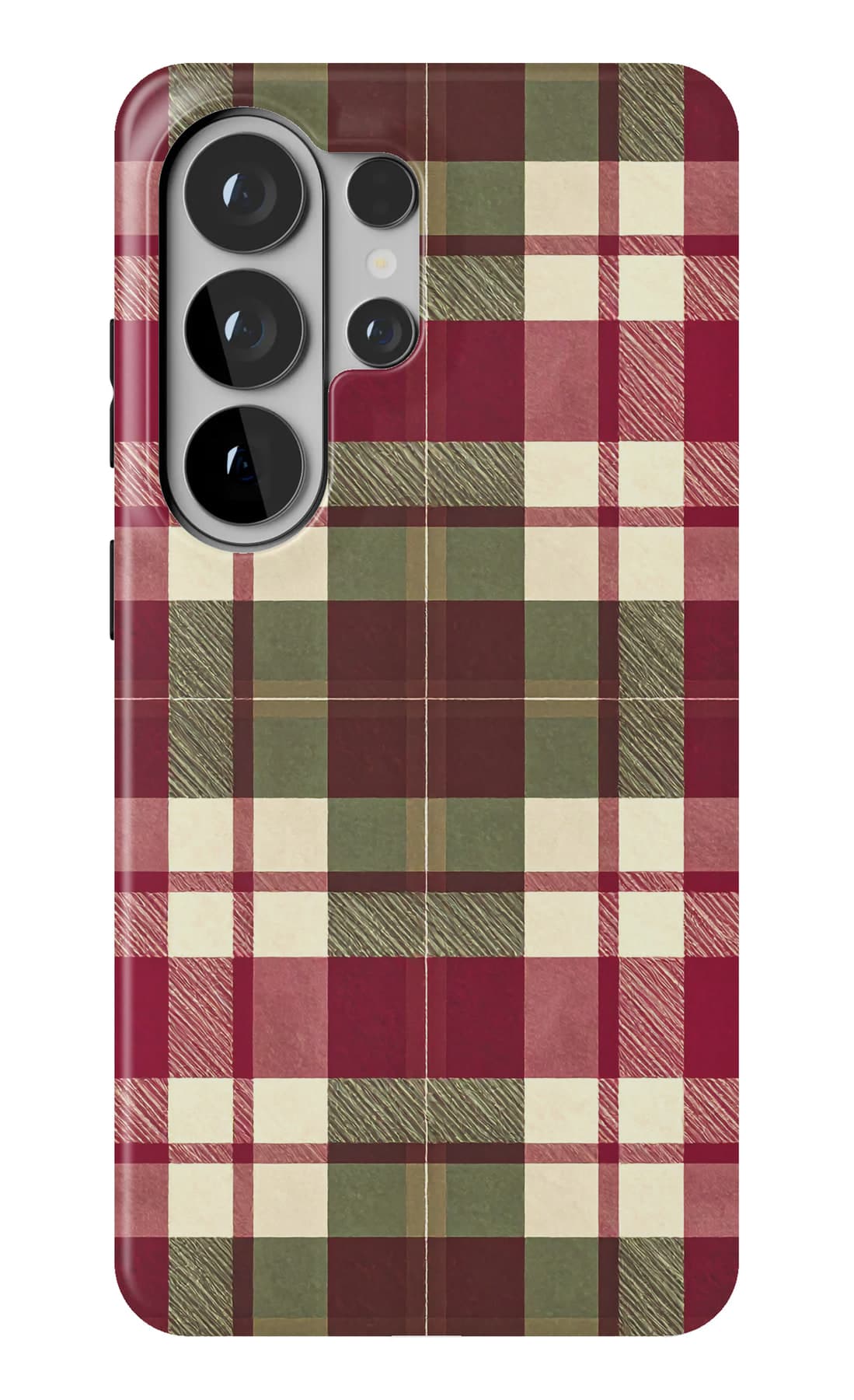 Red and green crossing over cream. Shown on a Galaxy.