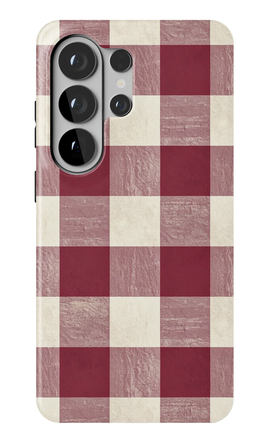 Red tartan, the traditional weave. Shown on a Galaxy.