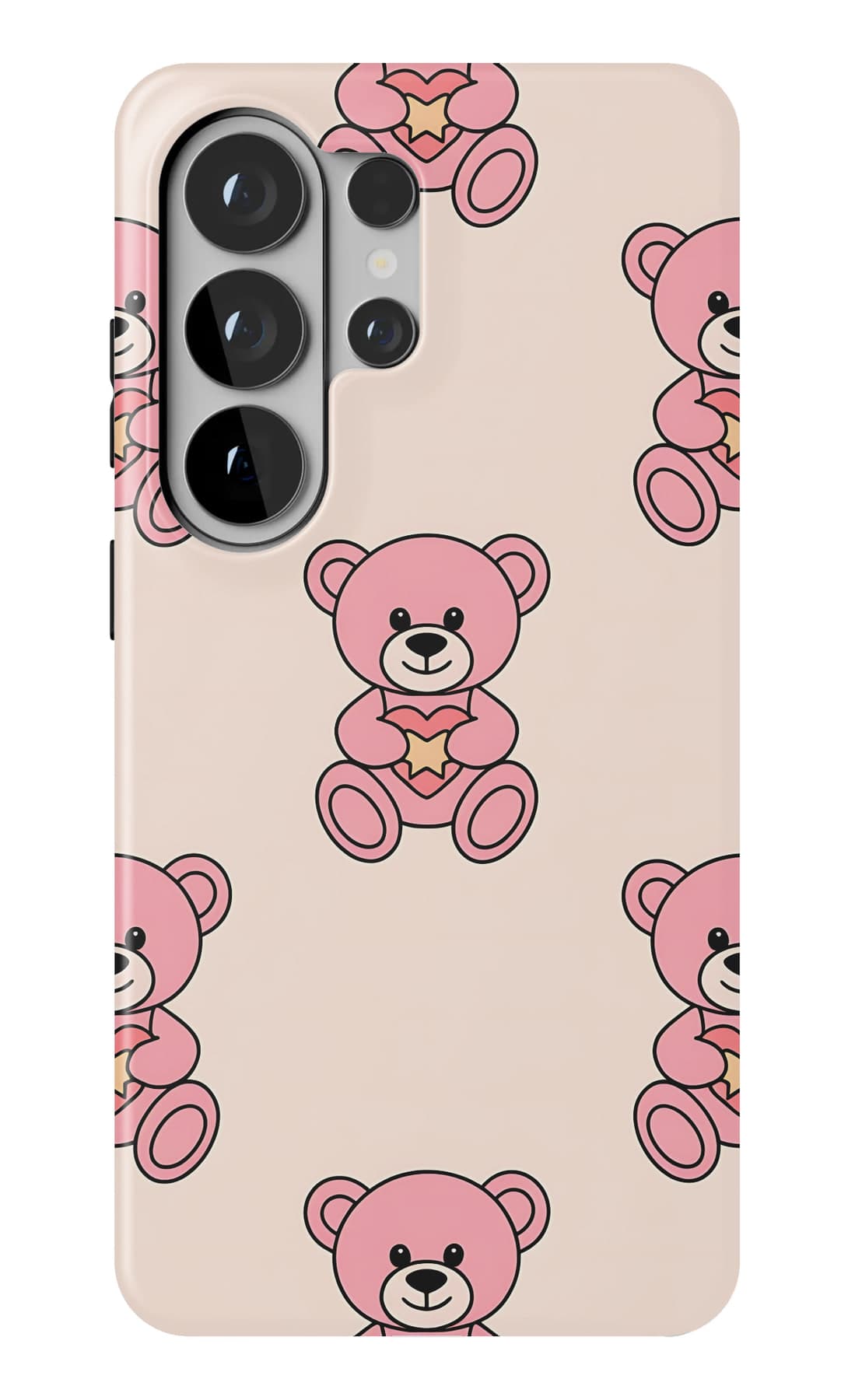 Teddies and ribbons on pink. Shown on a Galaxy.
