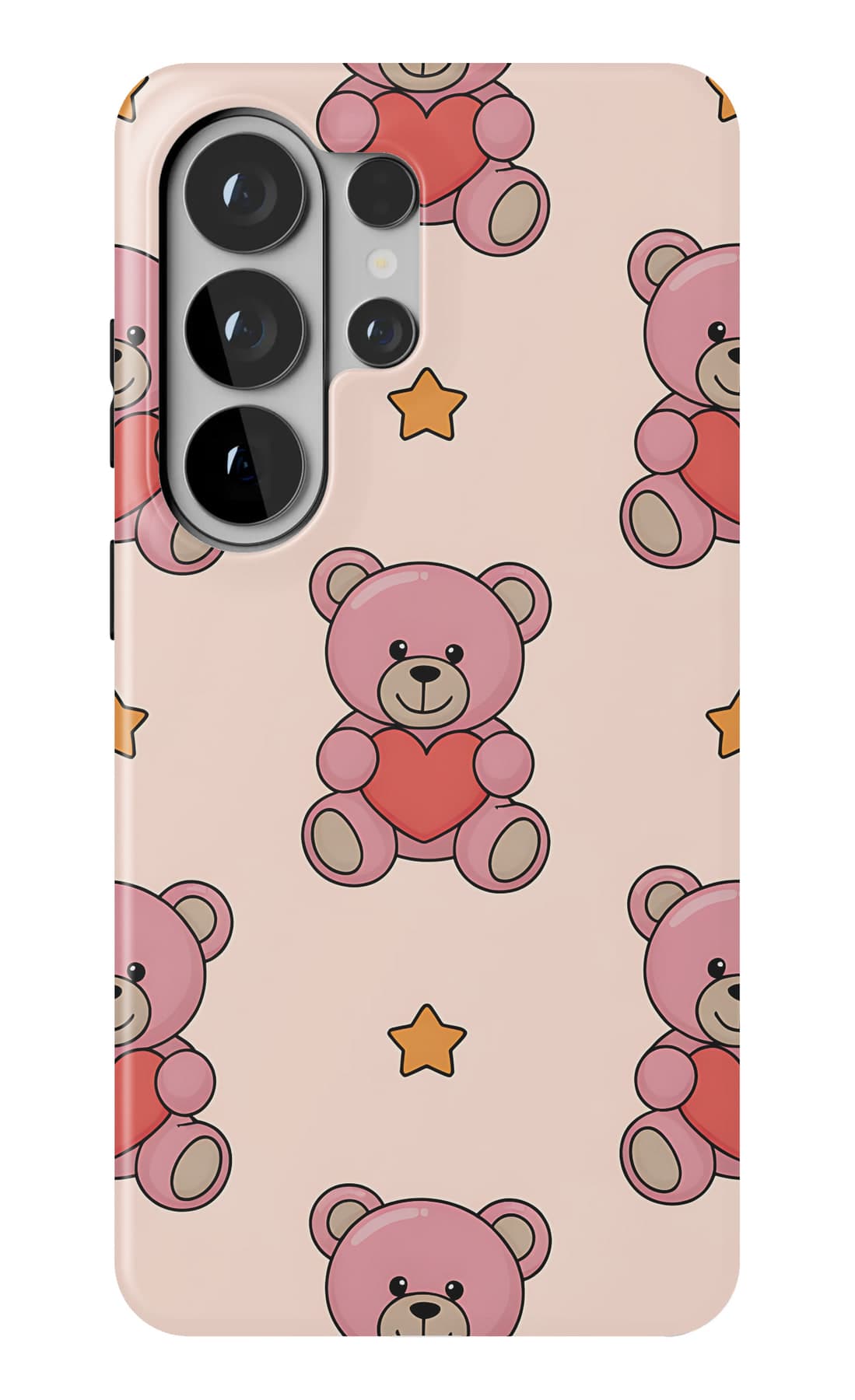 Teddies holding roses on pink. Shown on a Galaxy.