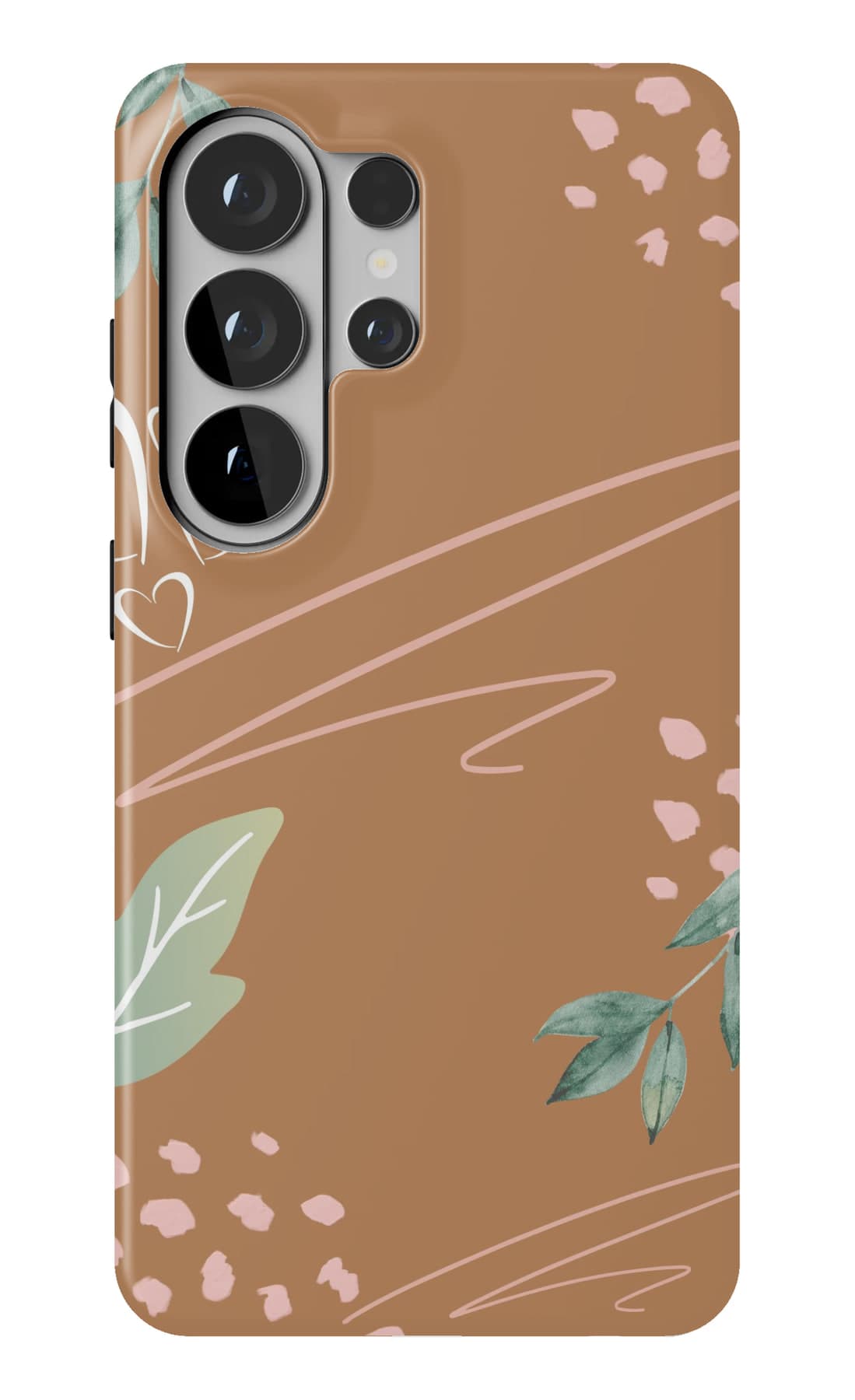 Leaves and dots on a rust ground. Shown on a Galaxy.