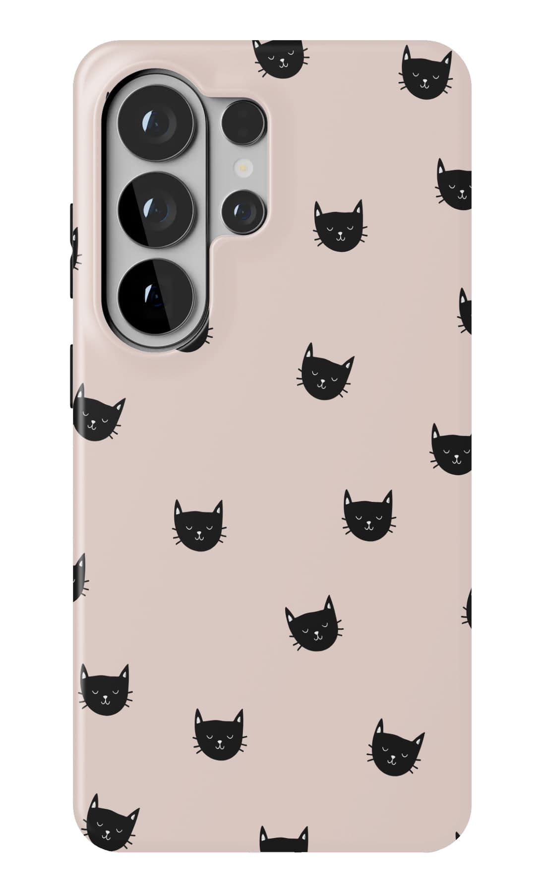 Small black cat silhouettes on blush. Shown on a Galaxy.