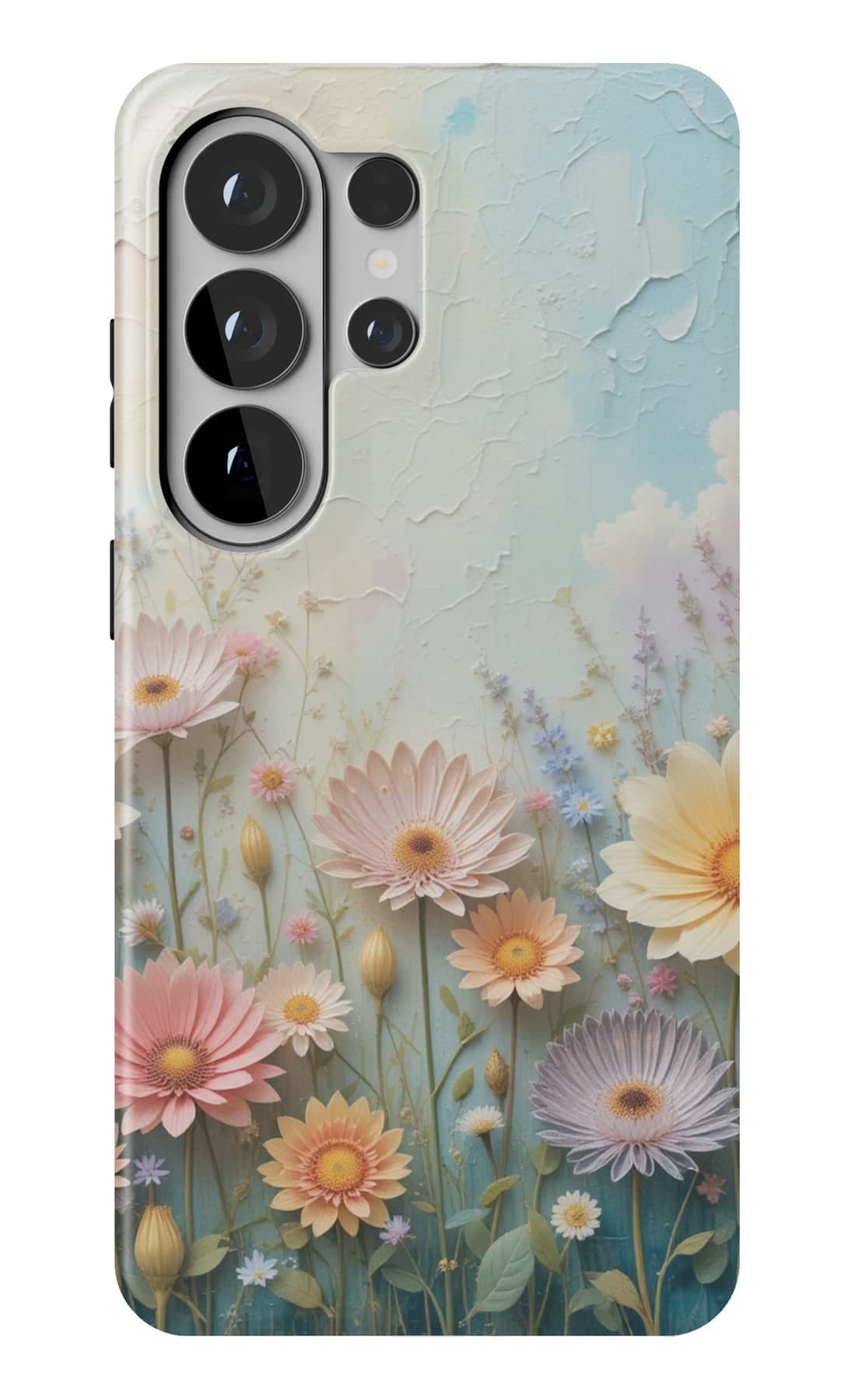 Pale flowers on warm plaster. Shown on a Galaxy.