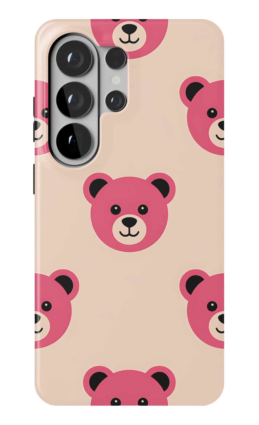 Pink teddies packed close on cream. Shown on a Galaxy.