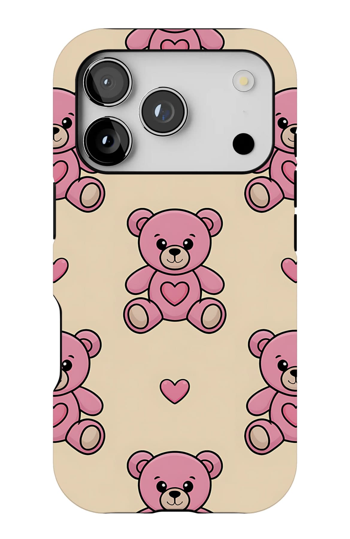 Pink teddies and small stars, widely spaced. Shown on an iPhone.