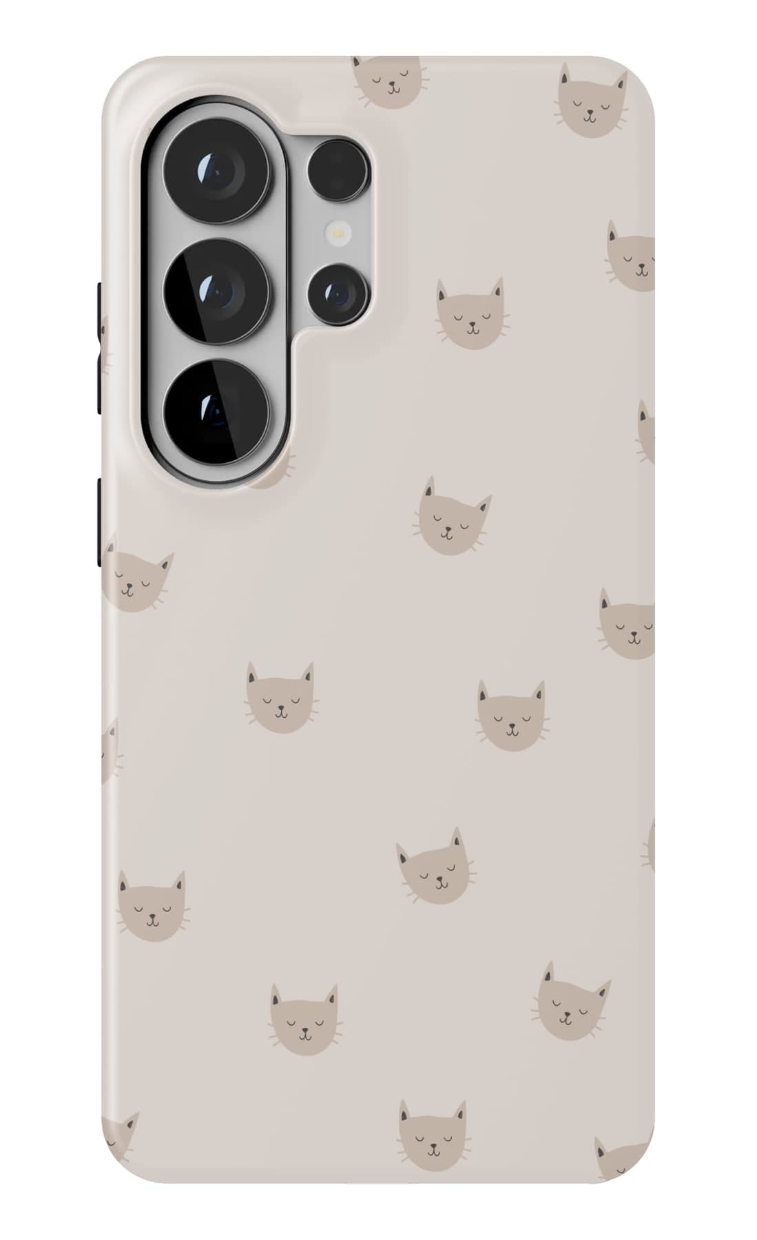 Small tabby faces, evenly spaced on cream. Shown on a Galaxy.