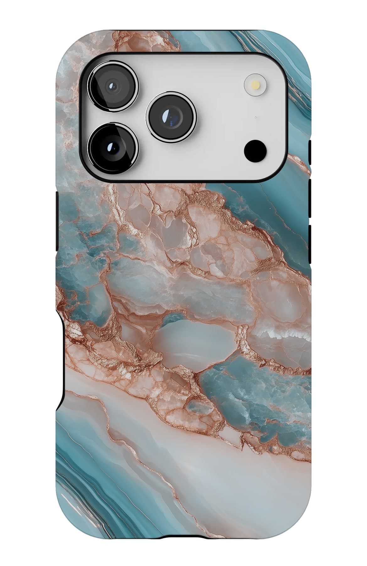 Teal marble shot through with gold. Shown on an iPhone.